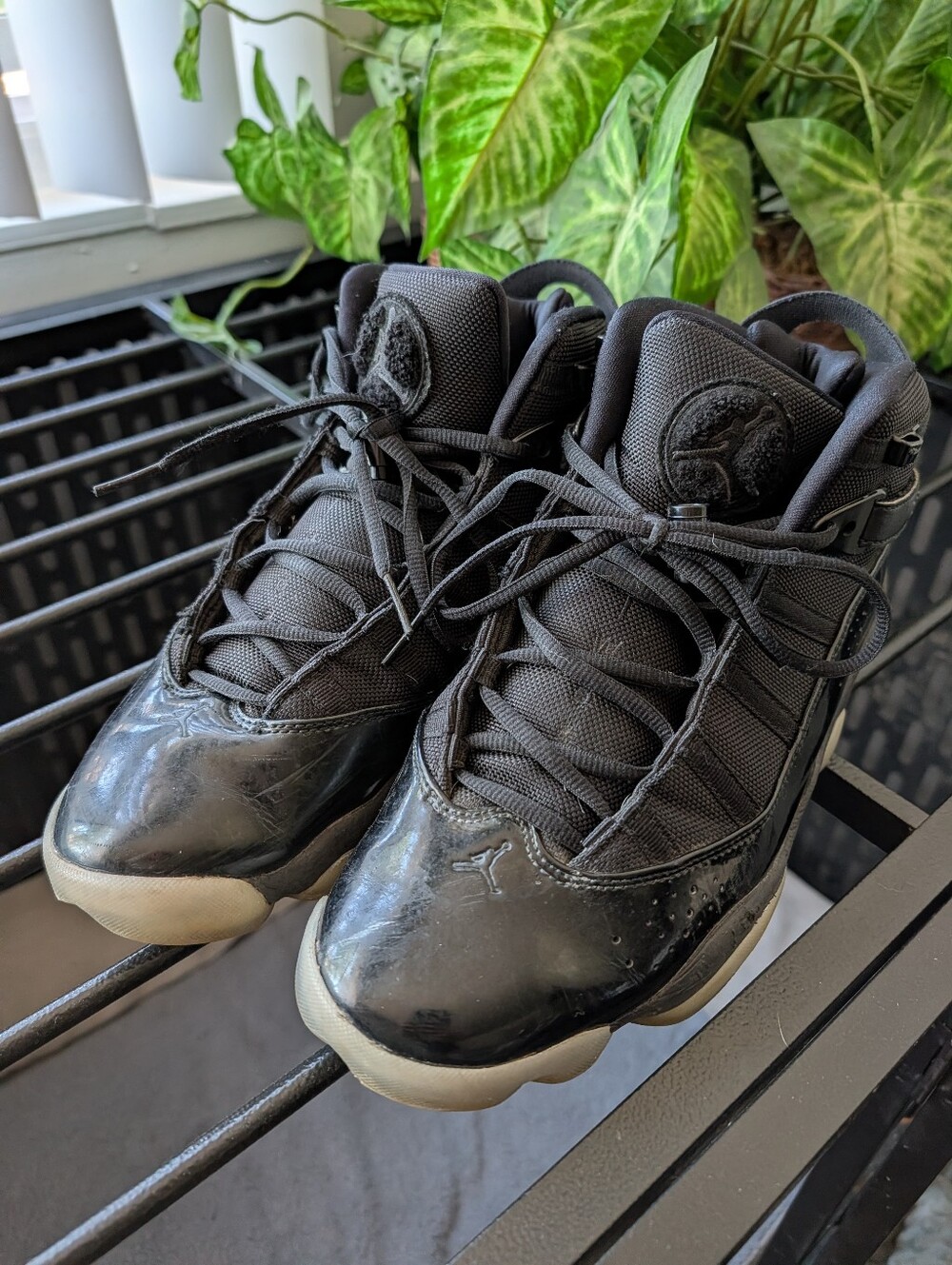 Jordan 6 Rings Black Patent Leather Basketball Sneakers